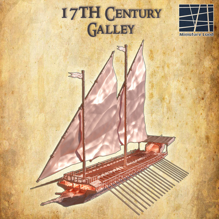 17th Century Galley - Tabletop Terrain - Ship Terrain