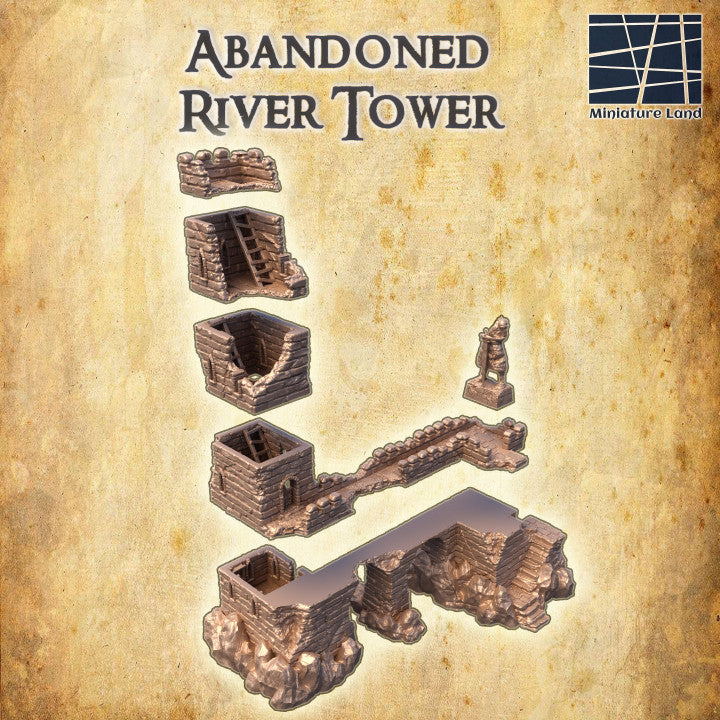 Abandoned River Tower - Tabletop Terrain - Ruined Tower