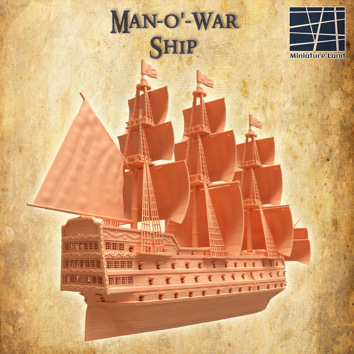 Man-O'-War Ship - Tabletop Terrain