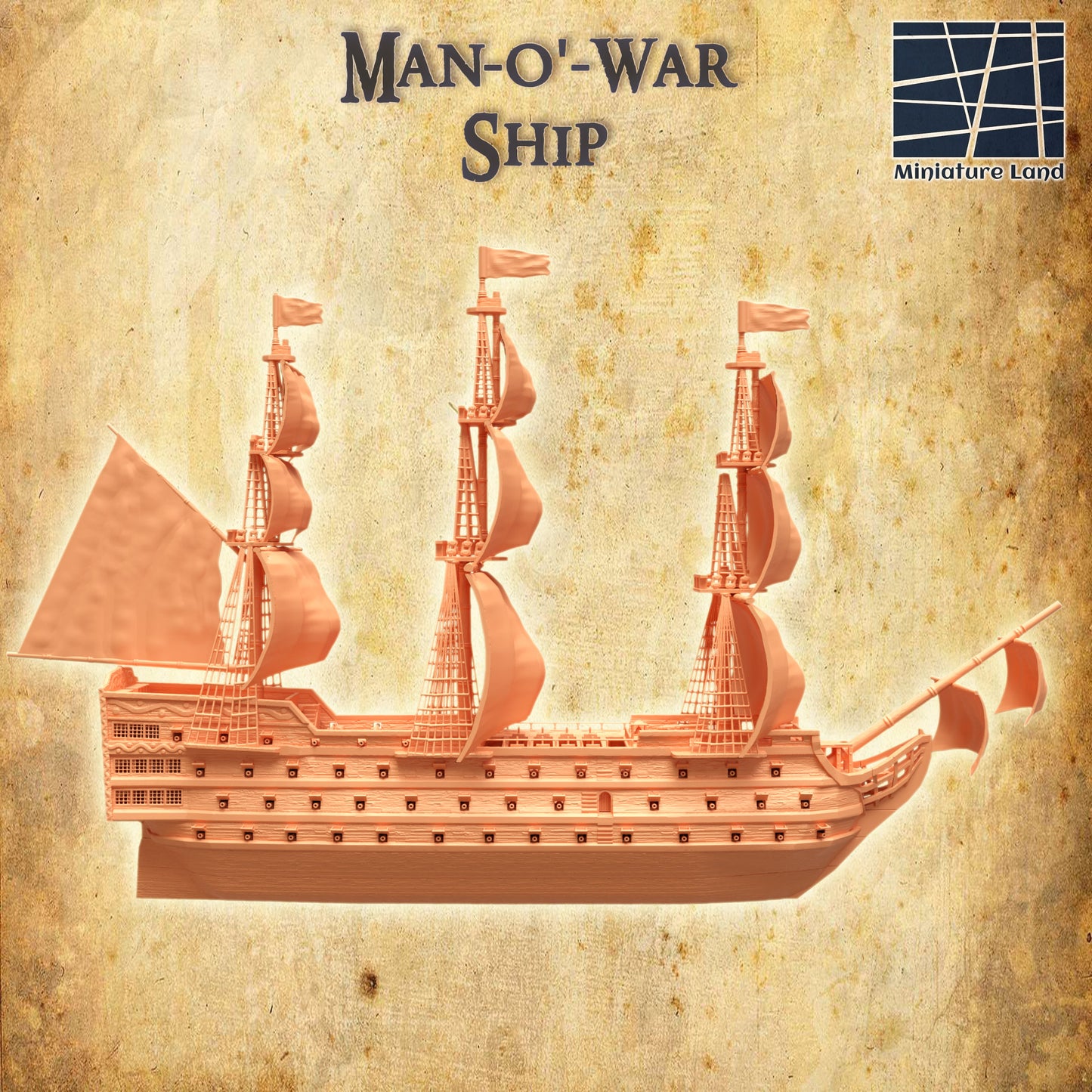 Man-O'-War Ship - Tabletop Terrain