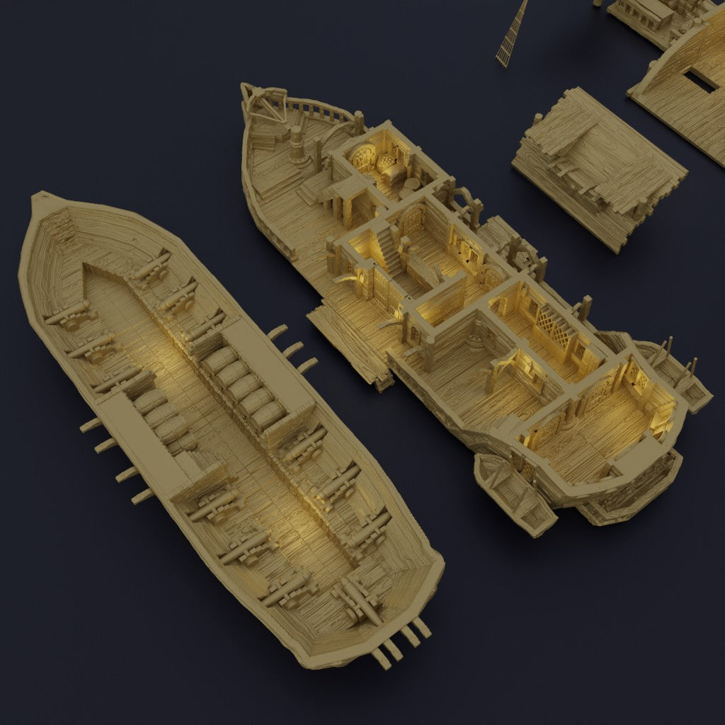 Floating Pirate Tavern- Tabletop Terrain