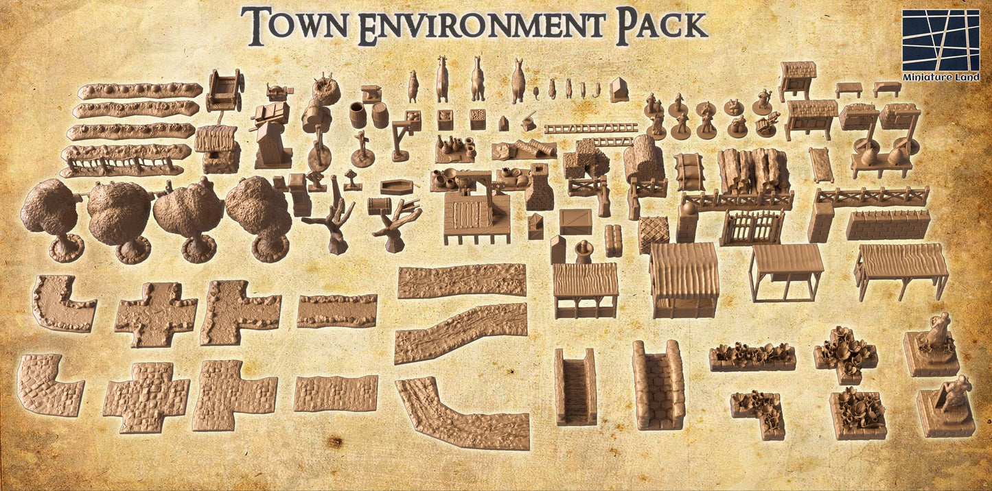 Town Environment Pack - Tabletop Terrain Accessories