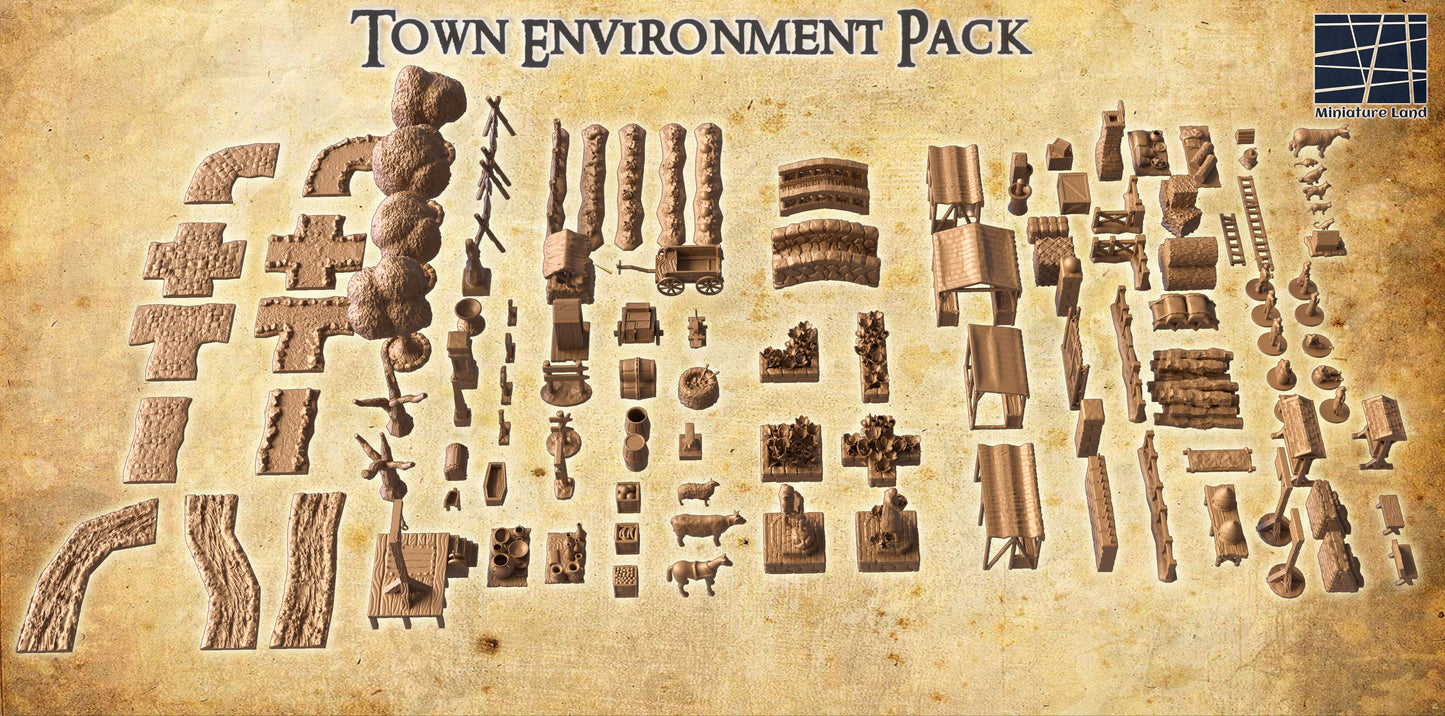 Town Environment Pack - Tabletop Terrain Accessories