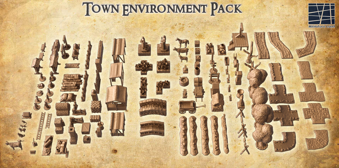 Town Environment Pack - Tabletop Terrain Accessories