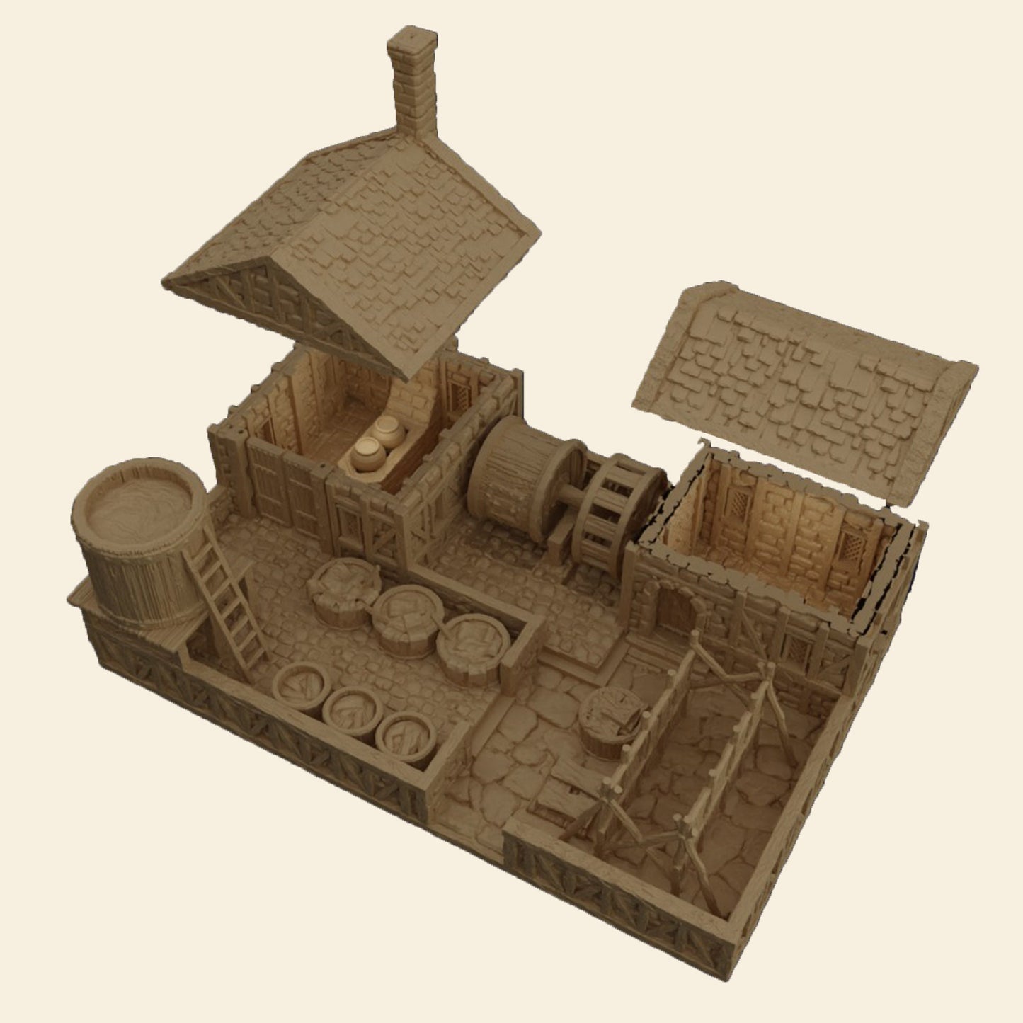 Medieval Tannery DnD Terrain, Medieval Terrain for Dungeons and Dragons