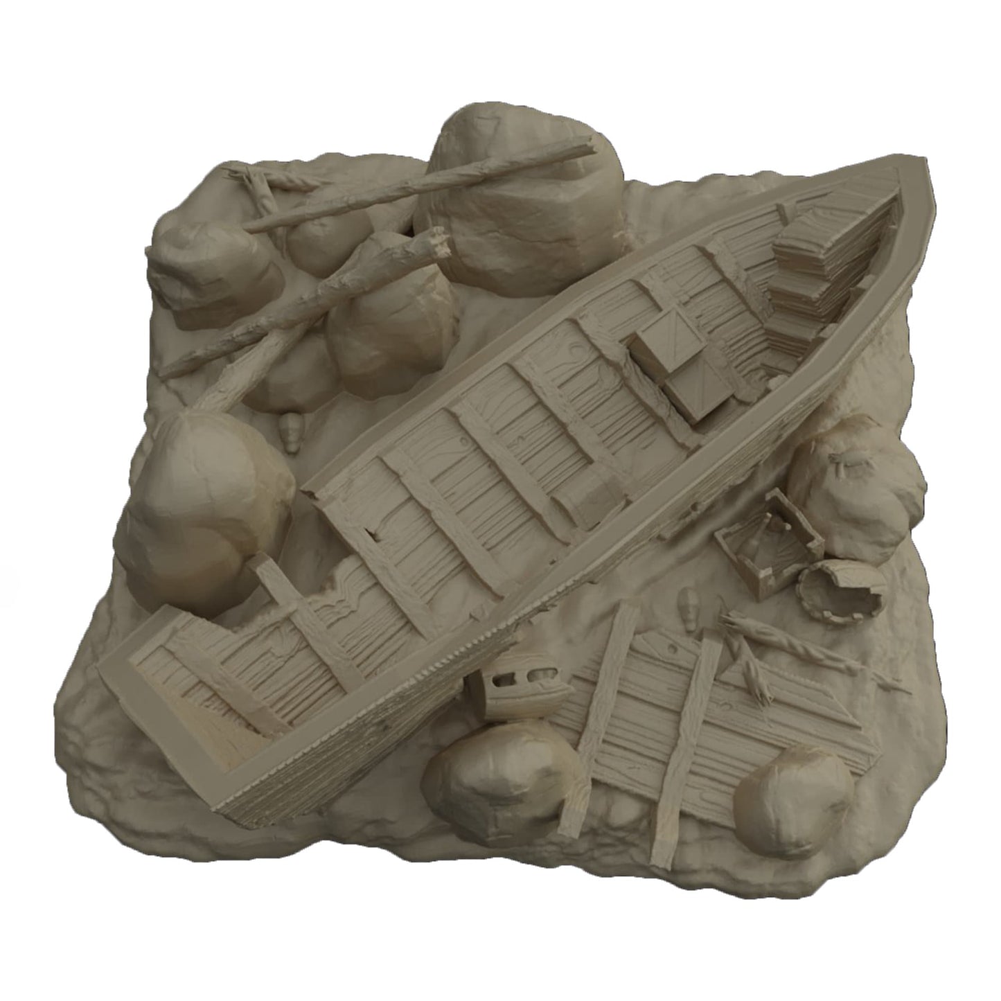 Ashored Galley Dnd Pirate Terrain, Pirate Ship Terrain, Small DnD Nautical Terrain, 28mm