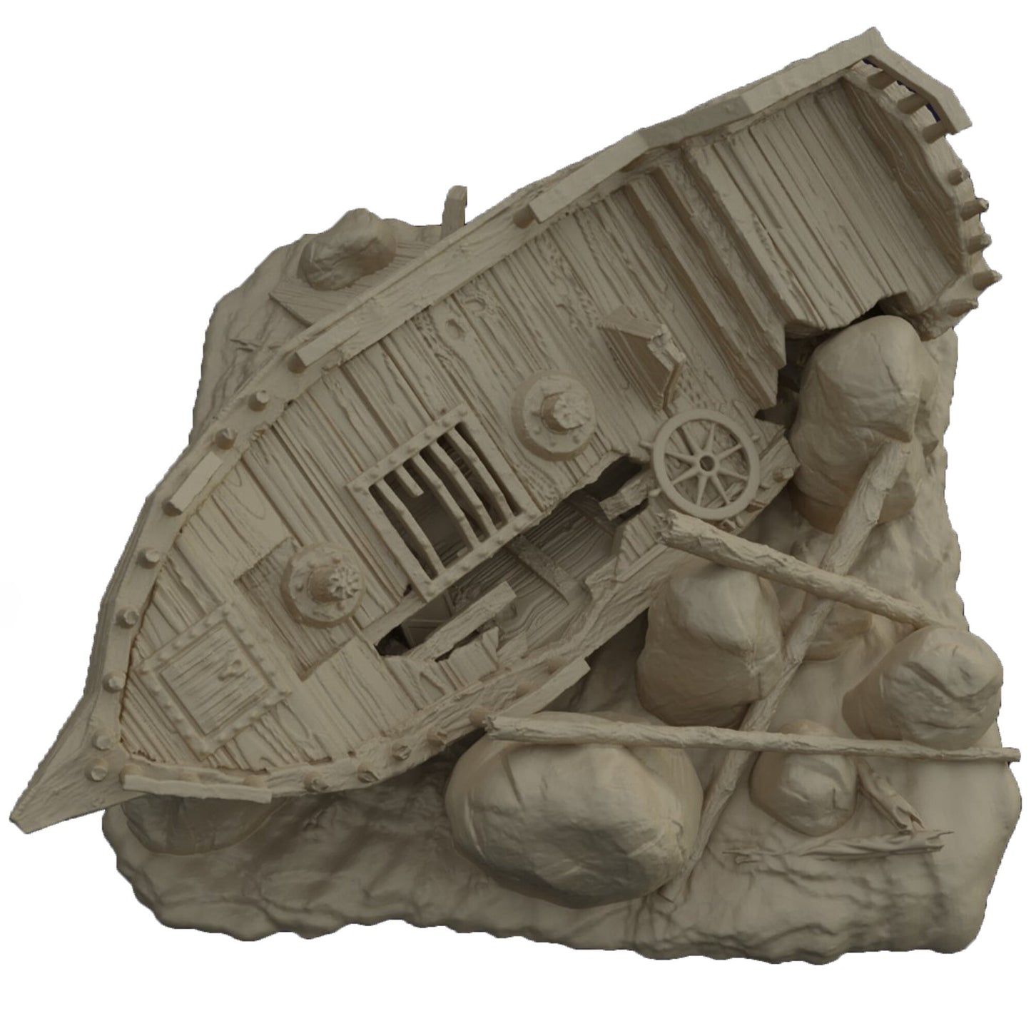 Ashored Galley Dnd Pirate Terrain, Pirate Ship Terrain, Small DnD Nautical Terrain, 28mm