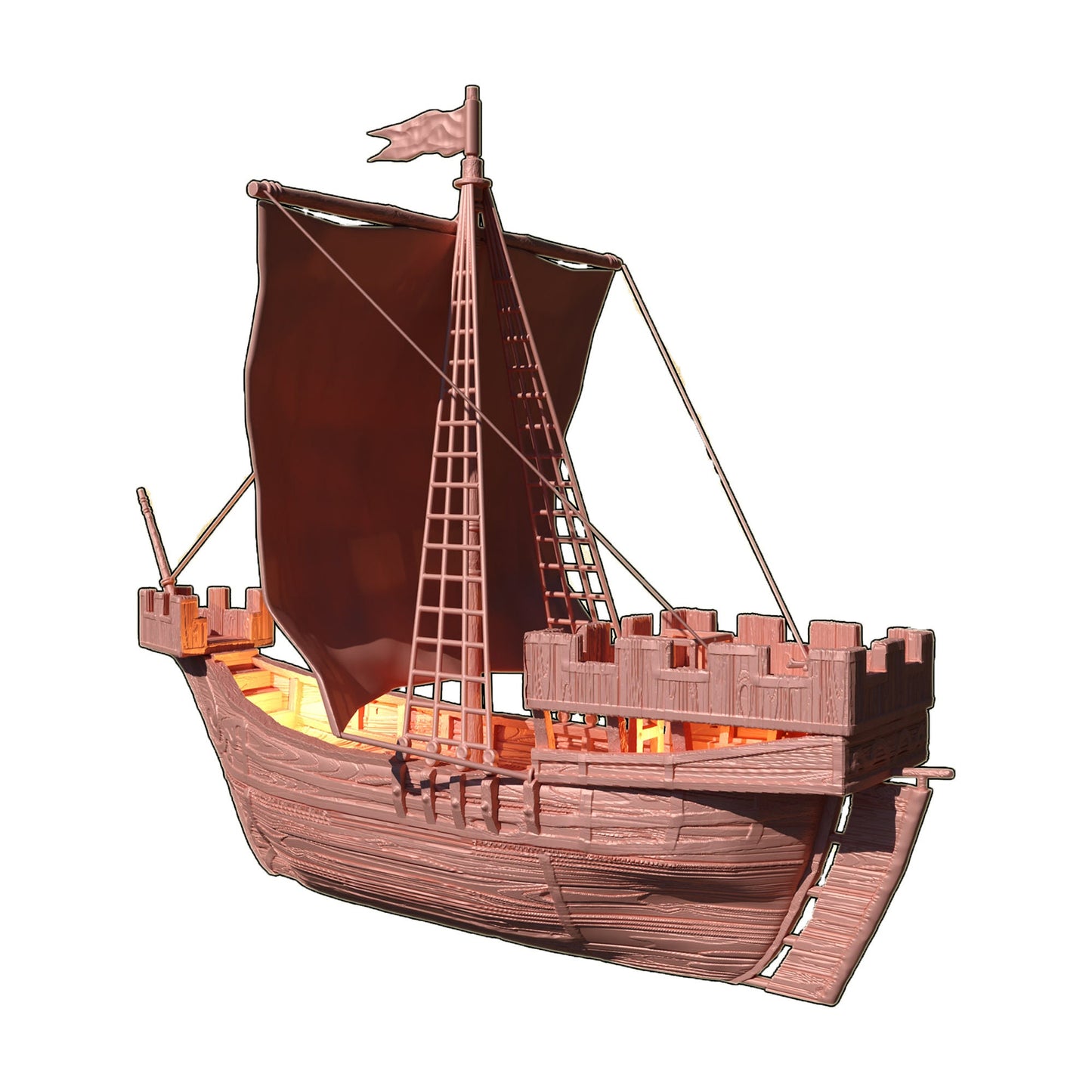Medieval Cog DnD Ship Terrain, DnD Cog Ship 28mm, MiniatureLand