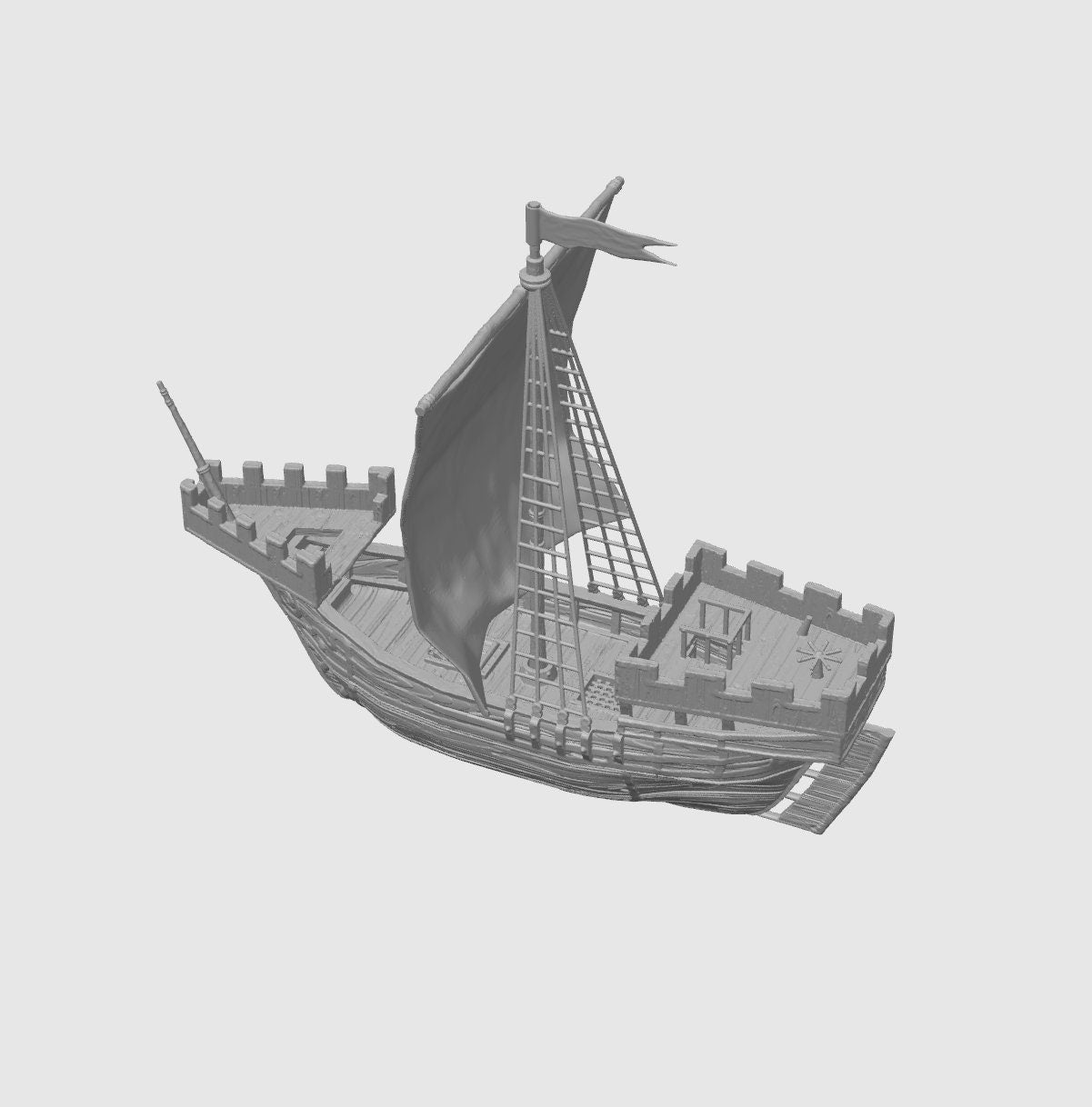 Medieval Cog DnD Ship Terrain, DnD Cog Ship 28mm, MiniatureLand