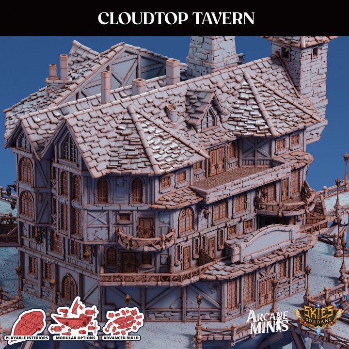 Airship Tavern Set, Cloudtop Airship Tavern Terrain, DnD Airship, DnD Terrain, DnD Miniature, Pathfinder, 40k, D&D