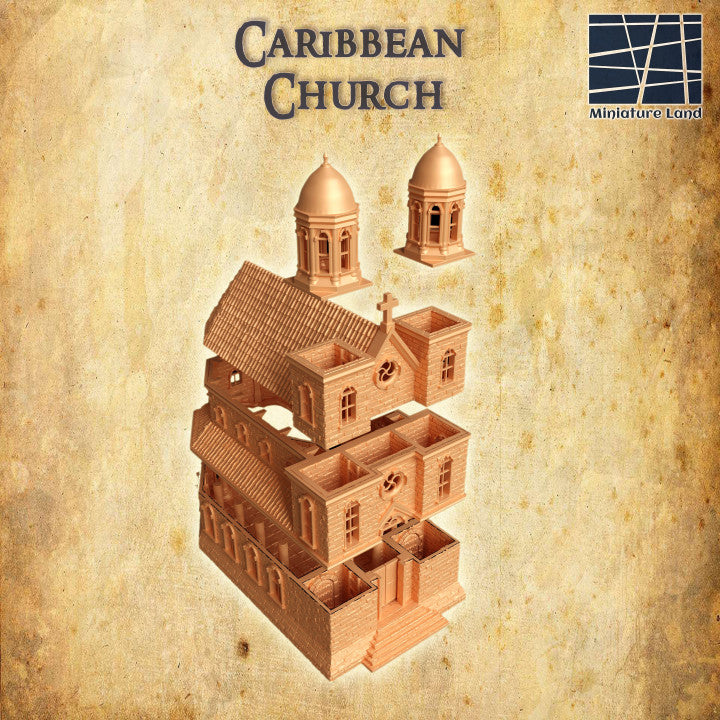 Caribbean Church - Tabletop Terrain - DnD Terrain | Miniatureland