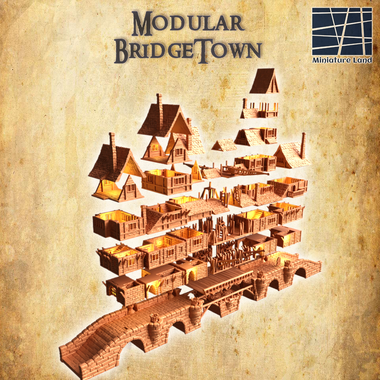 Medieval BridgeTown - Tabletop Terrain