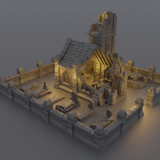 Ruined Small Church - Tabletop Terrain