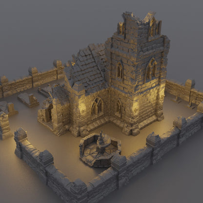 Ruined Small Church - Tabletop Terrain