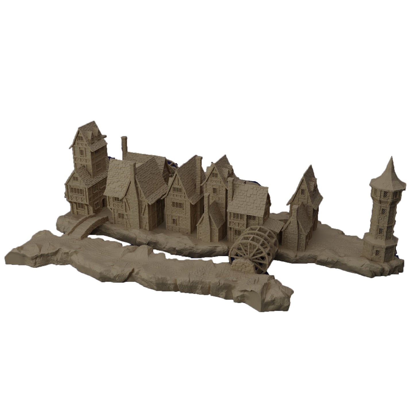 River Village Large DnD Terrain, Medieval River Village Terrain for DnD