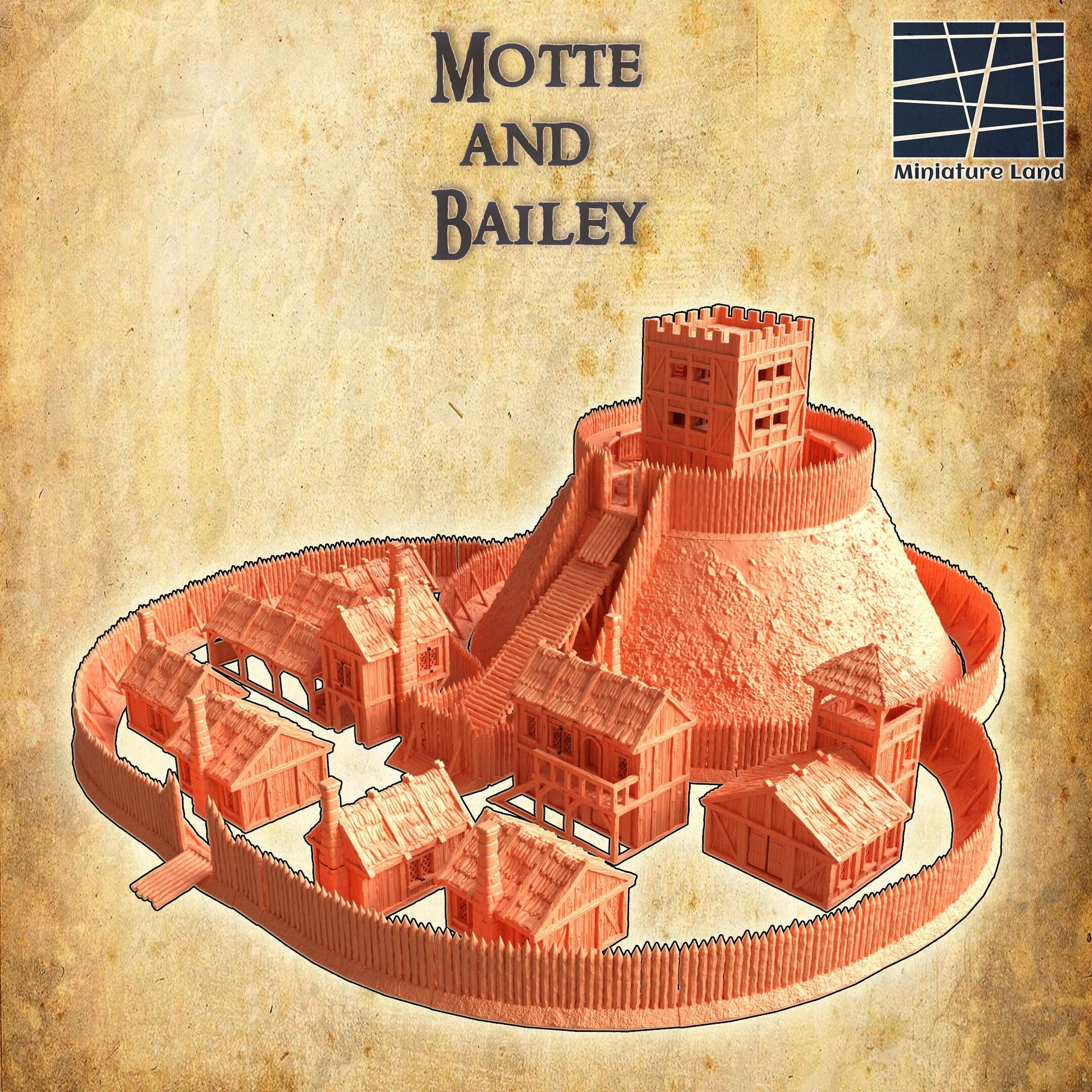 Modular Motte and Bailey, DnD 28mm Terrain, Miniatureland