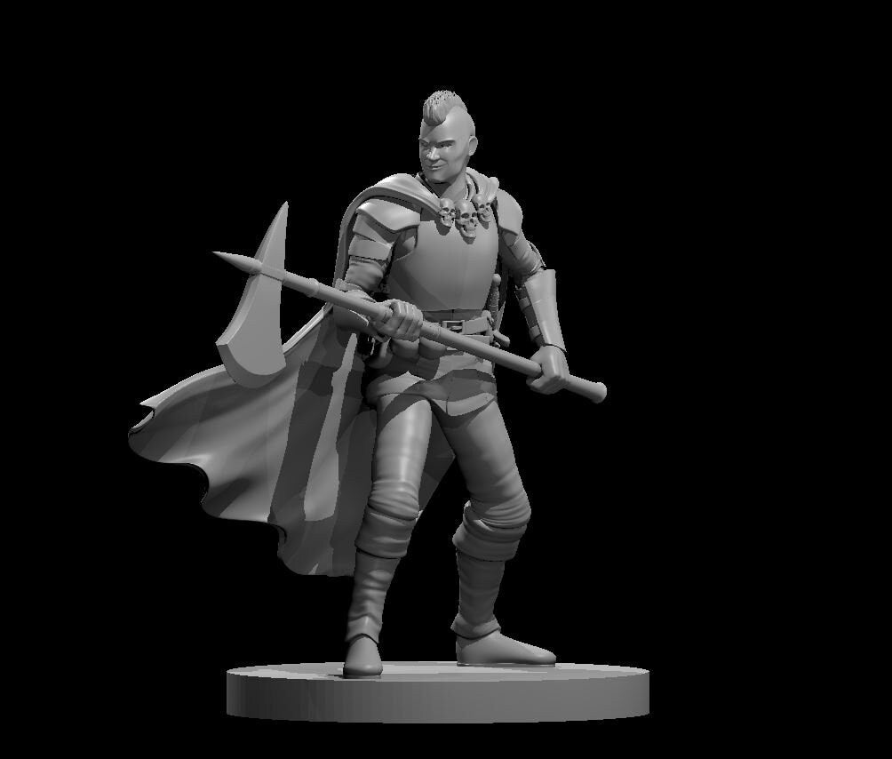 Human Male Hexblade Warlock with Halberd | Wargame Miniature