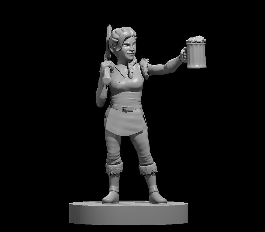 Halfling Female Barbarian with Beer | Tabletop Miniature