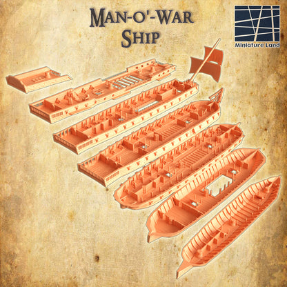 Man-O'-War Ship - Tabletop Terrain