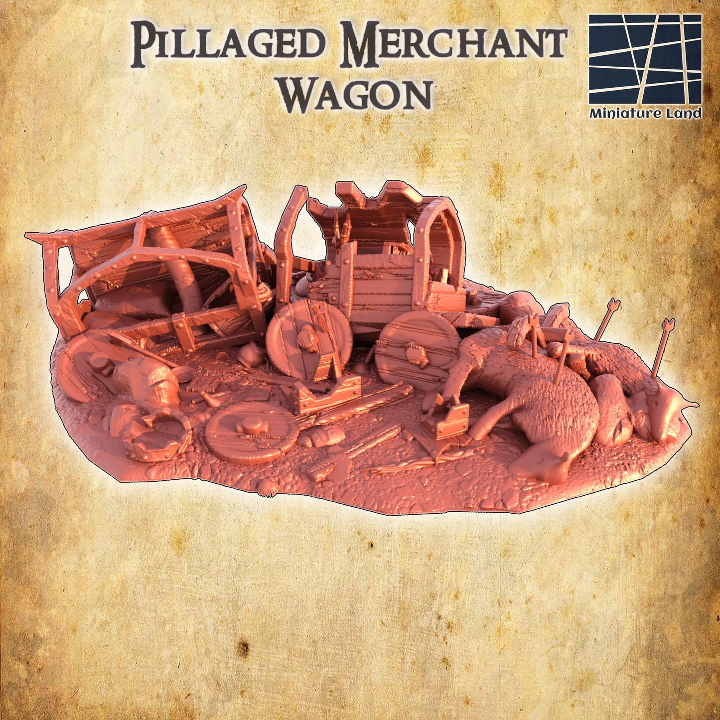 Pillaged Merchant Wagon - Tabletop Terrain