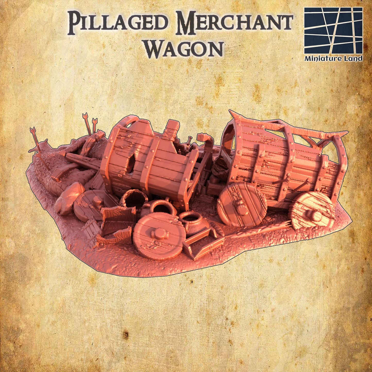 Pillaged Merchant Wagon - Tabletop Terrain