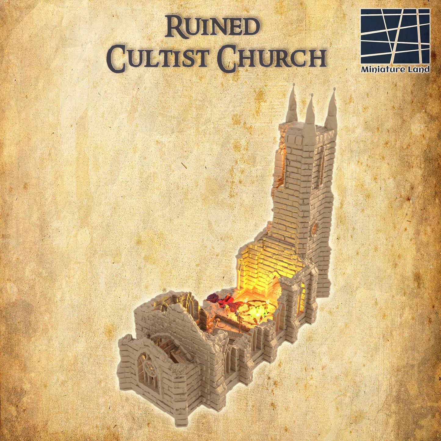 Ruined Cultist Church - Tabletop Terrain
