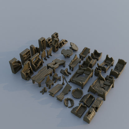 Ruined Furniture Pack - Tabletop Terrain