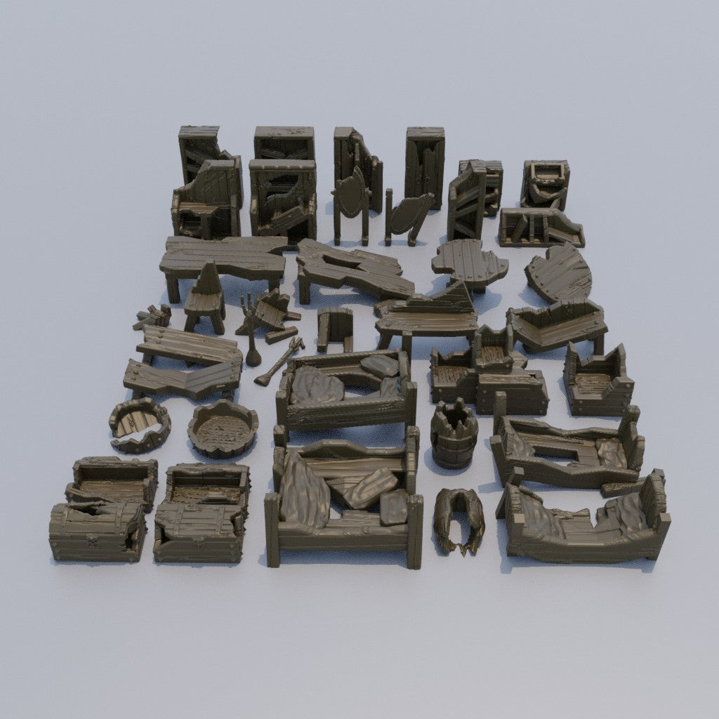 Ruined Furniture Pack - Tabletop Terrain