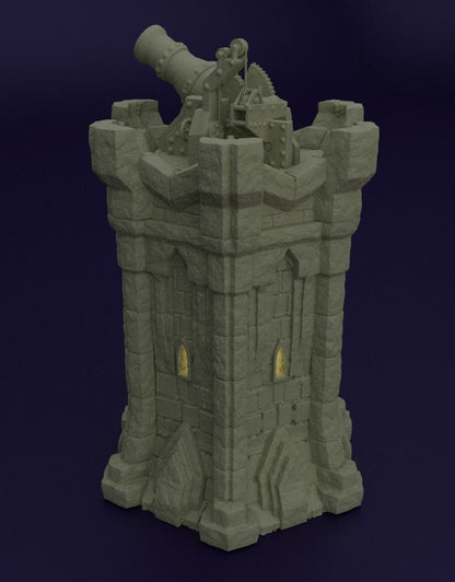 Dwarf Bombardment Tower Terrain for Dungeons and Dragons, DnD Dwarven Terrain Tower, Dwarven Cannon Tower