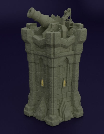 Dwarf Bombardment Tower Terrain for Dungeons and Dragons, DnD Dwarven Terrain Tower, Dwarven Cannon Tower