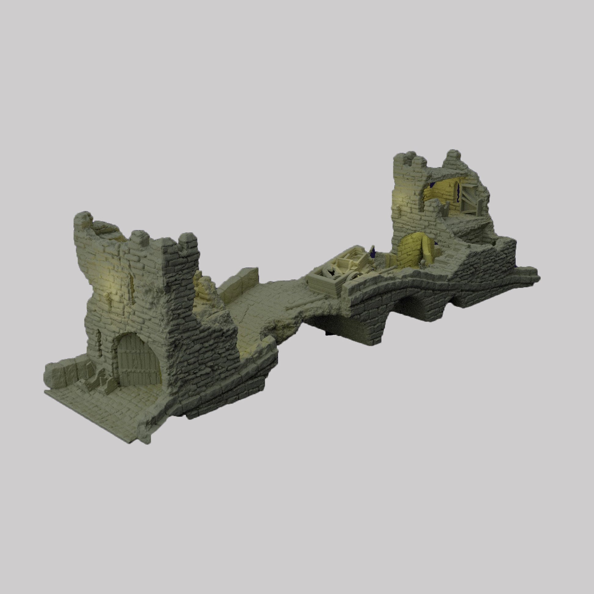 Patrol Bridge Ruins Terrain for Dungeons and Dragons, DnD Ruined Bridge Terrain