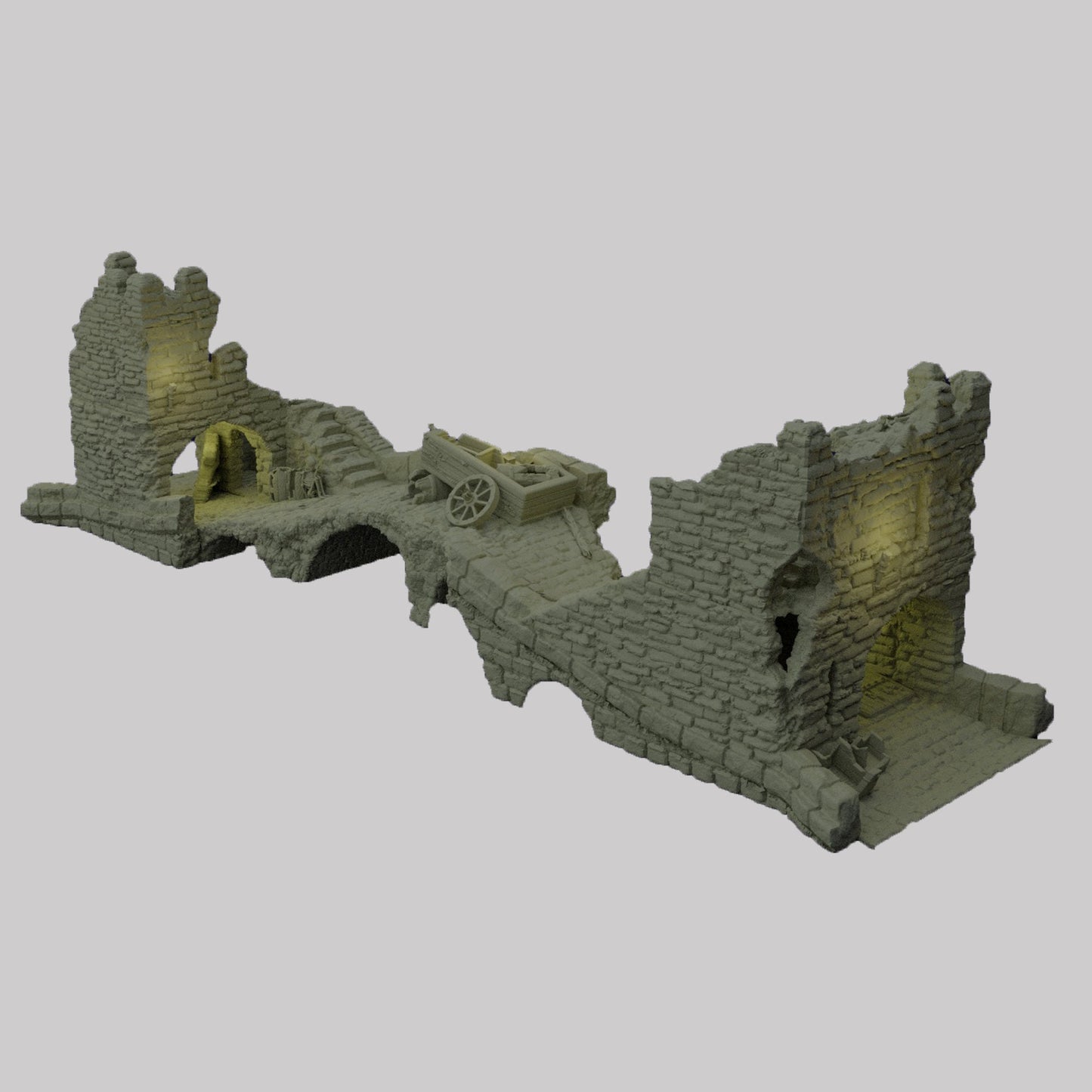 Patrol Bridge Ruins Terrain for Dungeons and Dragons, DnD Ruined Bridge Terrain