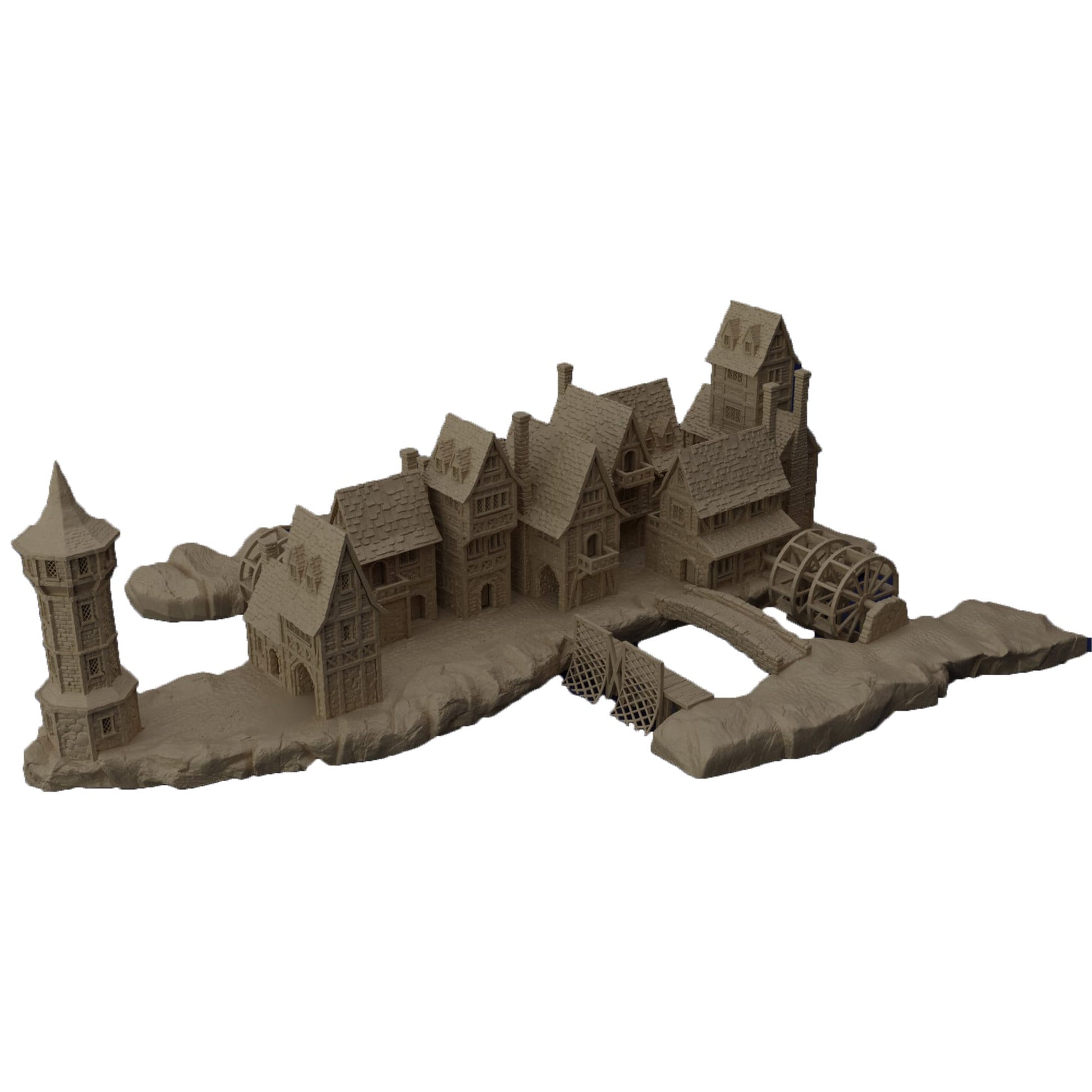 River Village Large DnD Terrain, Medieval River Village Terrain for DnD