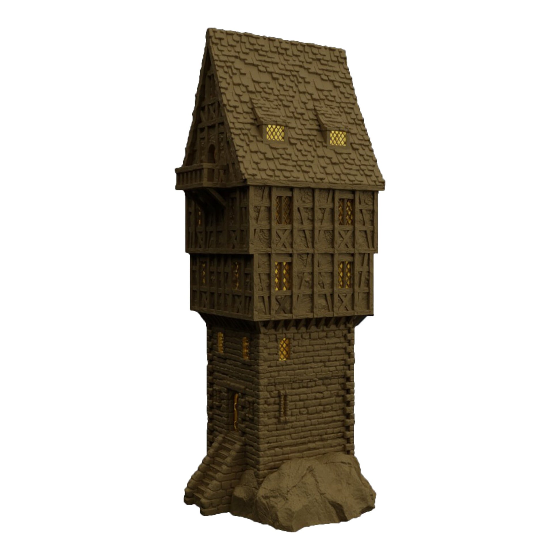 Tower House DnD Terrain, Medieval Tower House Terrain for Dungeons and Dragons