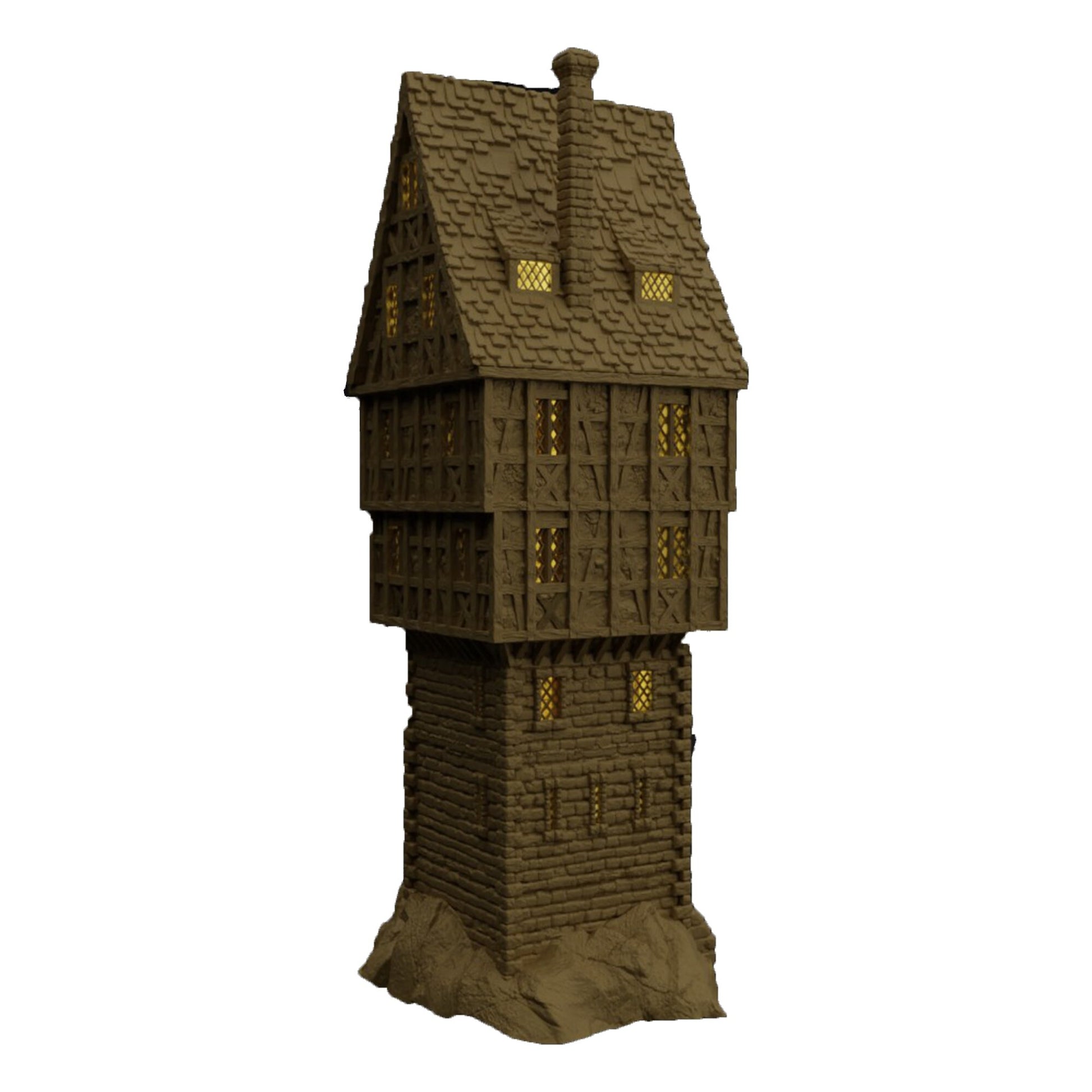 Tower House DnD Terrain, Medieval Tower House Terrain for Dungeons and Dragons