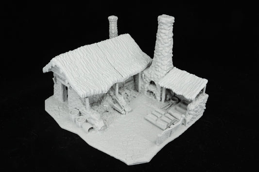 Blacksmith house DnD Terrain, DnD miniature terrain, Blacksmith forge Terrain for 28mm miniatures