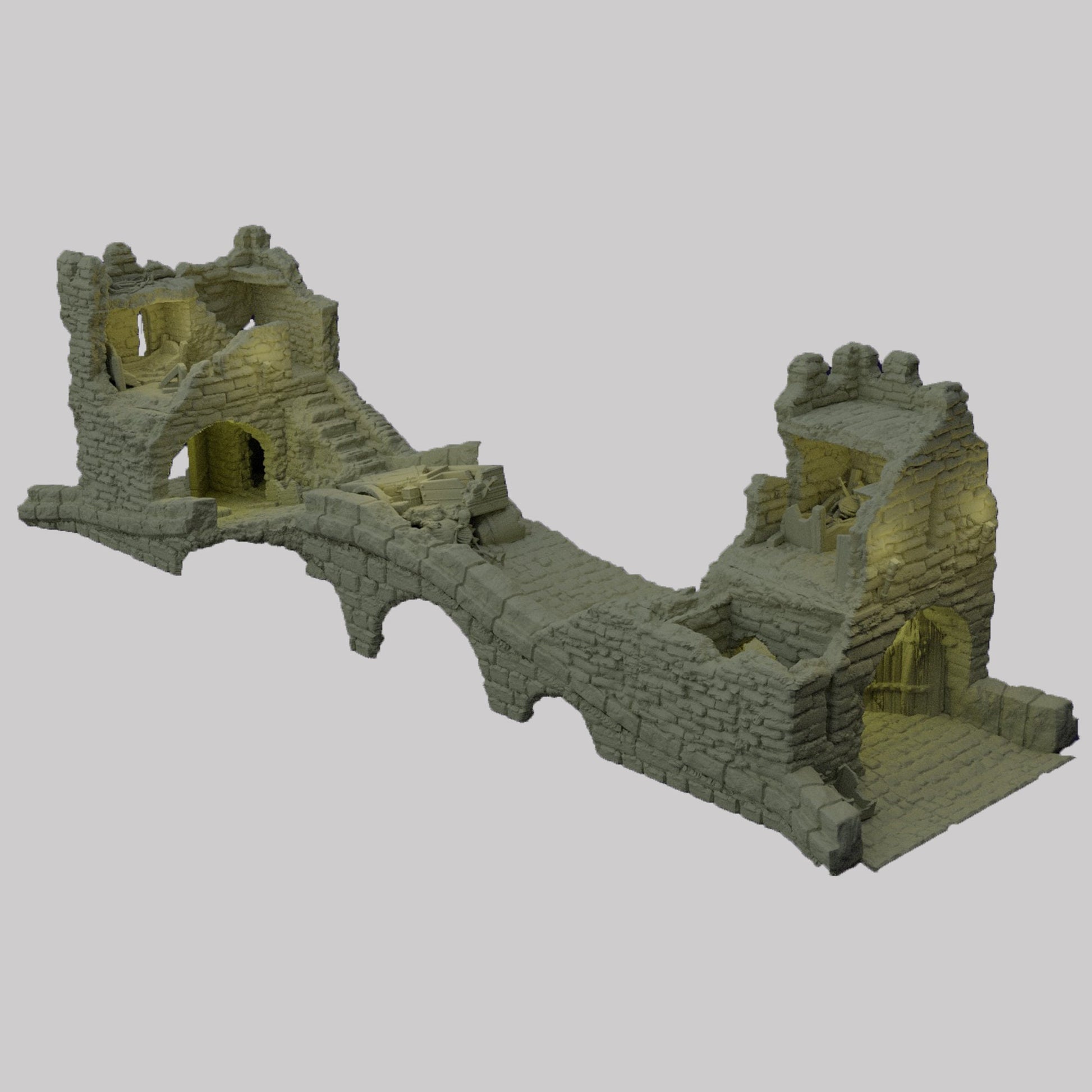 Patrol Bridge Ruins Terrain for Dungeons and Dragons, DnD Ruined Bridge Terrain