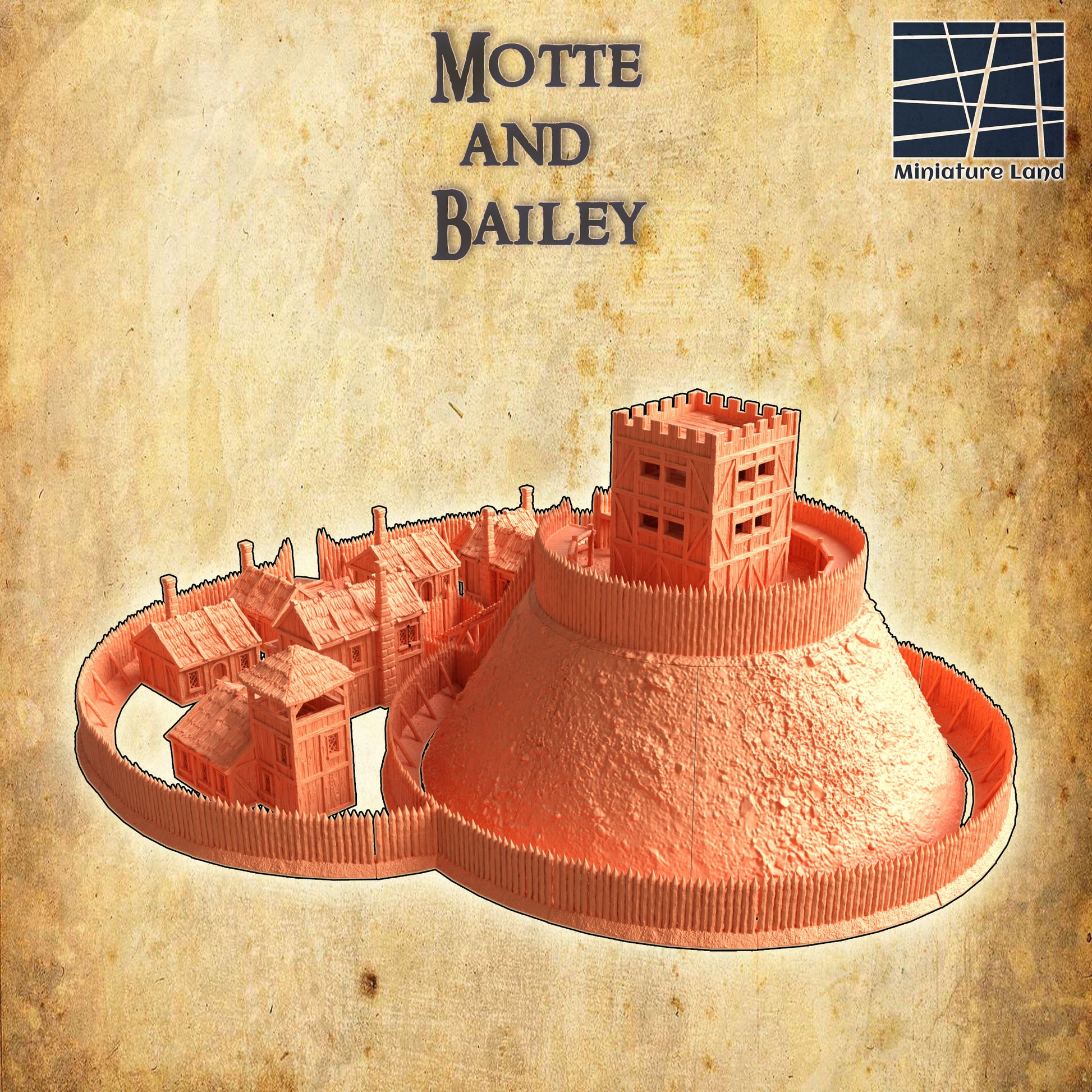 Modular Motte and Bailey, DnD 28mm Terrain, Miniatureland