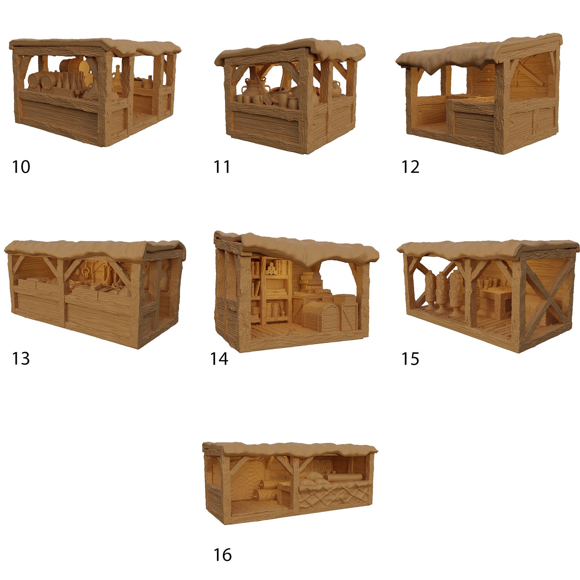 Grand Marketplace Terrain w/ Market Stalls, DnD Marketplace w/ Market Stalls, Miniatureland