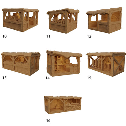 Grand Marketplace Terrain w/ Market Stalls, DnD Marketplace w/ Market Stalls, Miniatureland