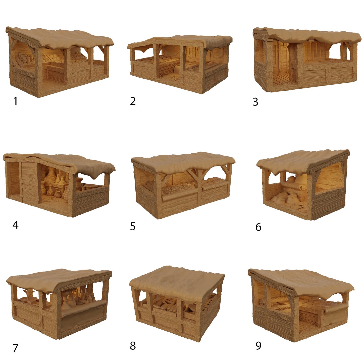 Grand Marketplace Terrain w/ Market Stalls, DnD Marketplace w/ Market Stalls, Miniatureland