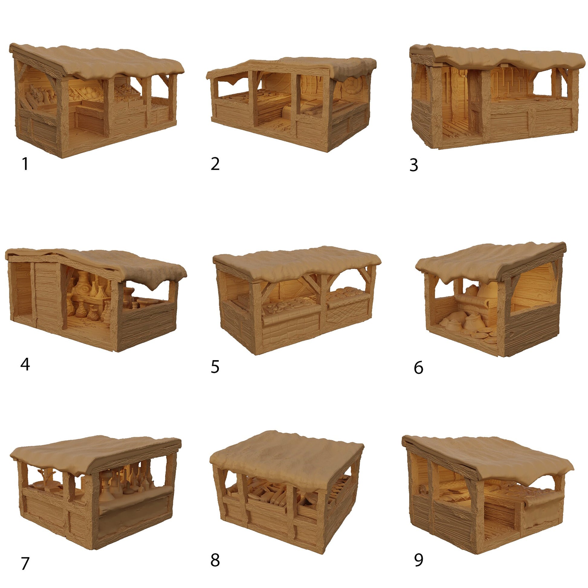 Grand Marketplace Terrain w/ Market Stalls, DnD Marketplace w/ Market Stalls, Miniatureland