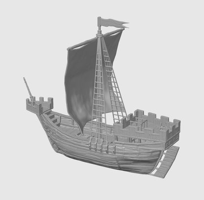 Medieval Cog DnD Ship Terrain, DnD Cog Ship 28mm, MiniatureLand