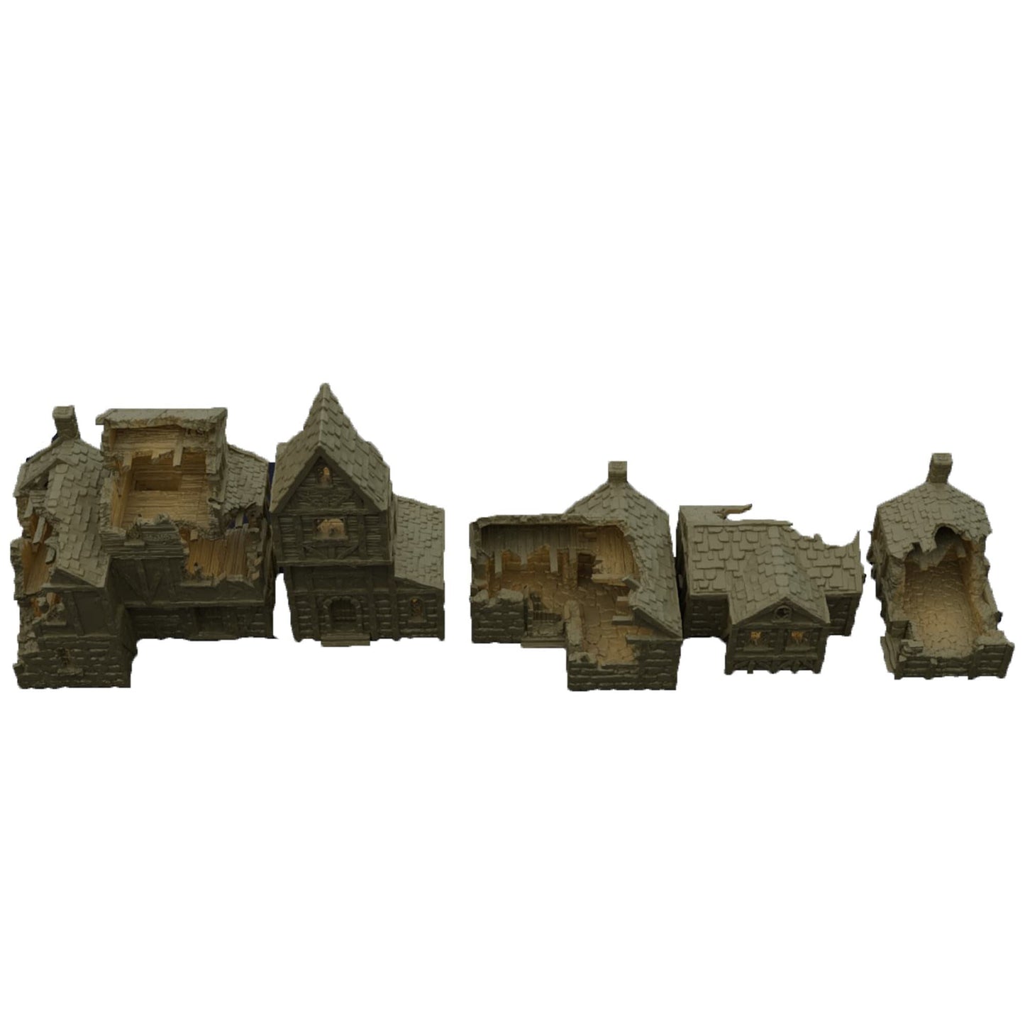 Ruined Village Medieval Terrain, DnD Destroyed Village, MiniatureLand